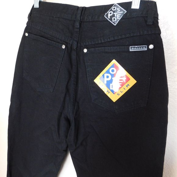 Women's Vintage 90s Posted Jeans Slim Size 11 NWT New 31x34 Black 932037L - Picture 8 of 11